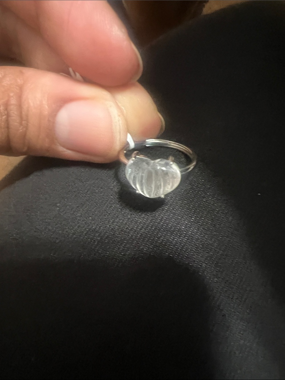 Clear Crystal Quartz Ring - Women's Silver Tone JewelryS925 stamp adjustable NEW
